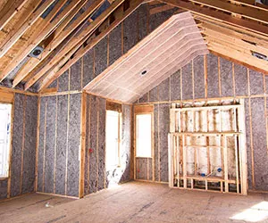 Cellulose wall insulation in walls and ceiling.