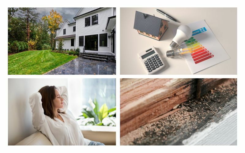 4 images highlighting the importance of crawl space encapsulation, including moisture control, energy savings, cleaner indoor air quality, and prevention of mold and pests.