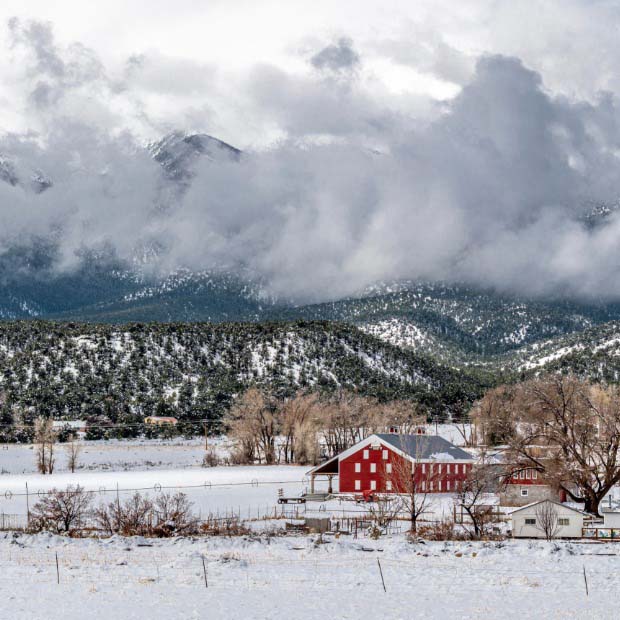 Home pictured in the winter, of the Arkansas River Valley.