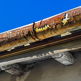 Rusted gutters on homes roof