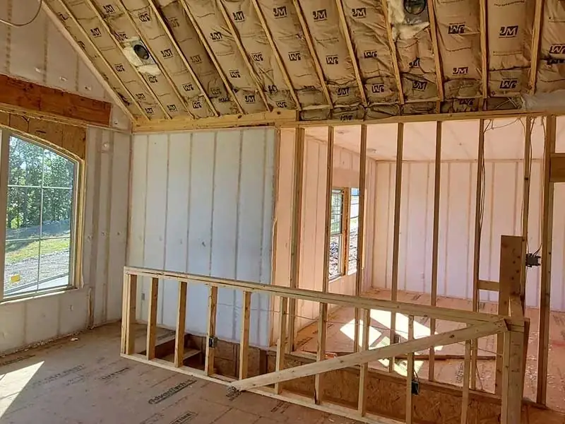 New home build in Arkansas, recently insulated with fiberglass insulation.