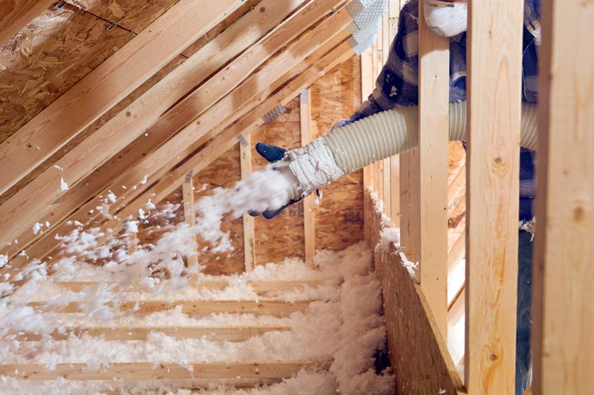 Blown-in-insulation in home's attic